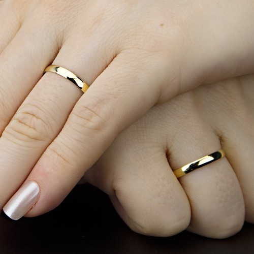 Aliança Anel Casamento Dourada 2mm Fina