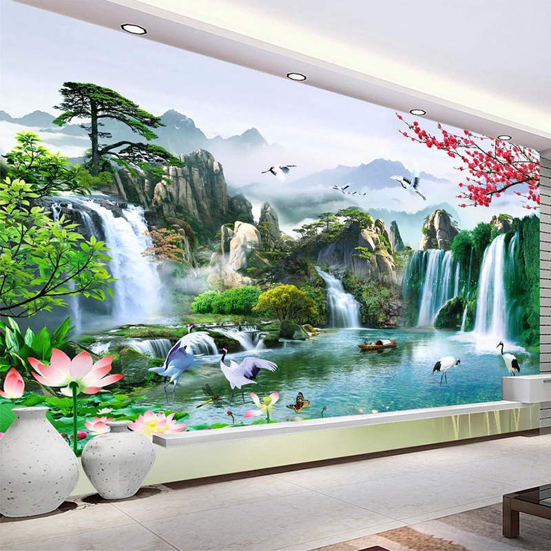 3D Tigre Natureza Paisagem Wallpaper, estilo chinês Mural, papel de parede  clássico foto, sala de estar, TV, sofá Backdrop, papel de parede, 3 D Decor