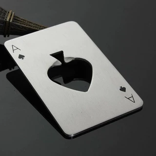 Abridor de garrafa formato de carta de baralho de aço inox Ás de espadas