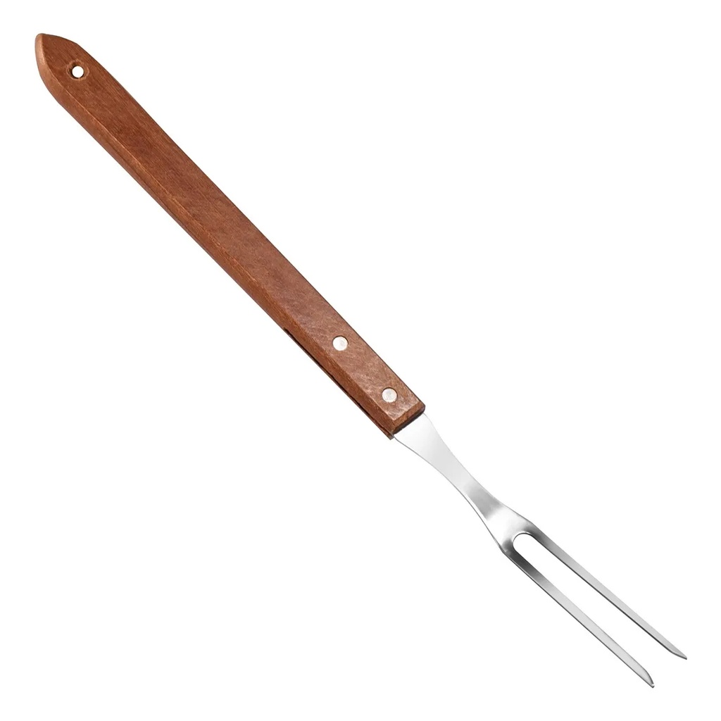 Garfo Grande Cabo Longo Para Churrasco Inox Cabo de Madeira | Shopee Brasil