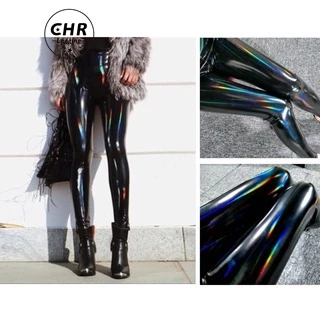 Calças De Couro Pêssego Quadril Leggings Skinny Fashion Fina Calça De Cor Mágica De Couro Envernizado