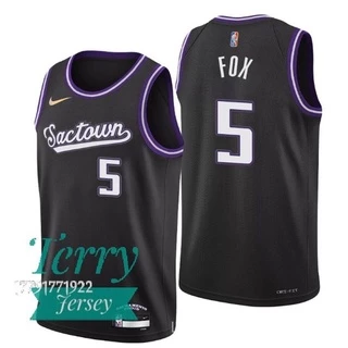 XG60 Prensado A Quente 2022 Nova Camisa N-BA Sacramento Kings 5 # Fox Black 75th De Basquete