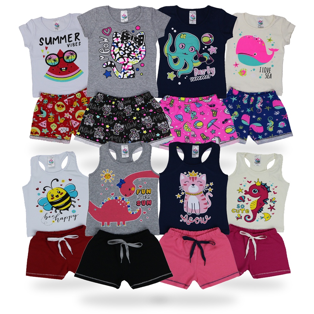 Kids Roupas Crianças Kit 6 Conjuntos Malha Infantil/Juvenil Menina 1/2 ...