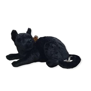 Gato Preto De Pelúcia Realista DEITADO 38 Cm Lindo