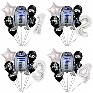7pcs Black Silver Star Wars Número De Filme De Alumínio Decoração De Balão Suprimentos Para Festas De Aniversário Brinquedos Crianças