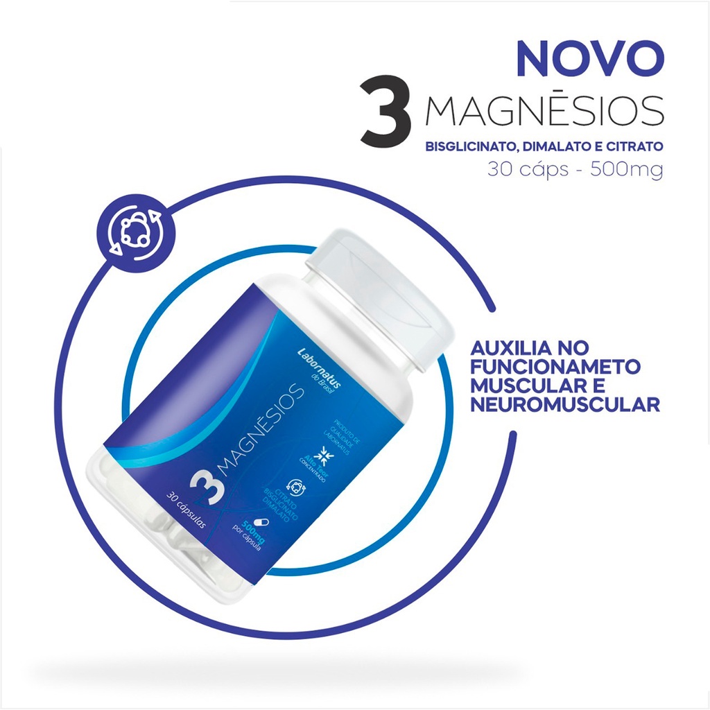 Magnésio Dimalato + Citrato + Bisglicinato 350mg 30 Cápsulas - 3 ...