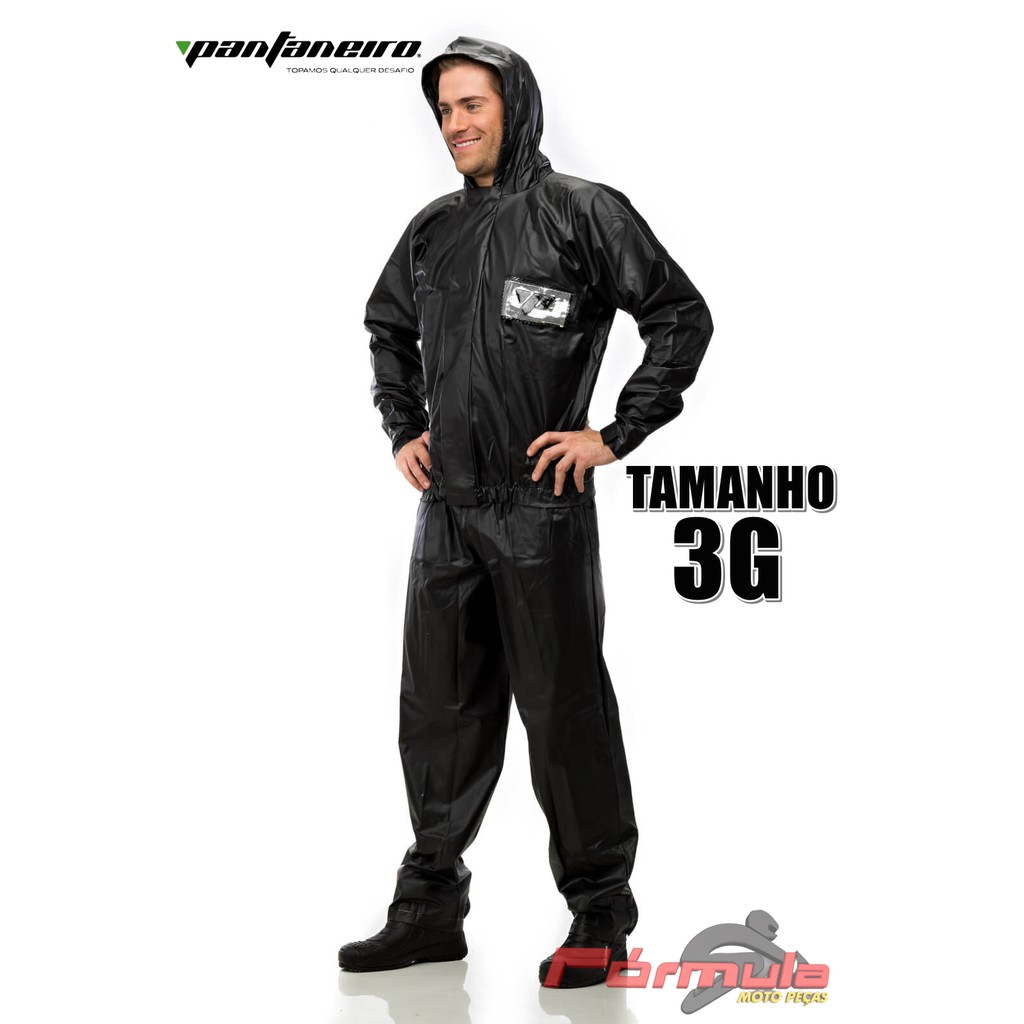 CAPA DE CHUVA PANTANEIRO PVC C/ CAPUZ TAMANHO 3G - O MAIOR TAMANHO DISPONIVEL