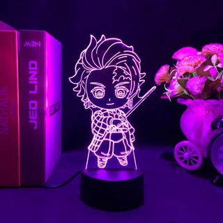 Luz Noturna Led Anime Kimetsu No Yaiba Kamado Tanjirou Para Decoração De Quarto De Aniversário A Bateria Manga 3d Lâmpada Demon Slayer