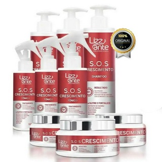 3 Kit SOS Crescimento Lizz ante - Crescimento Acelerado - Preenche Falhas - Combate Calvice - Trata Alopécia - Aumento Volume Massa Capilar - Combate Caspa e Oleosidade - Hidrata - Brilho Intenso - Cabelo Ressecado - Keratina - Óleo Rícino - Biotina