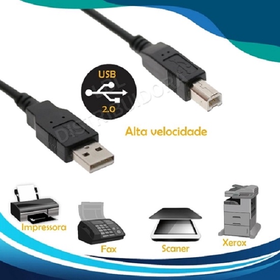 Cabo Usb A Macho Para B Macho Preto Metro Para Impressora HP EPSON Shopee Brasil