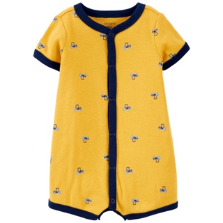 Romper Infantil em Algodão Carter's Trator Amarelo Macacão Curto em Oferta na Shopee