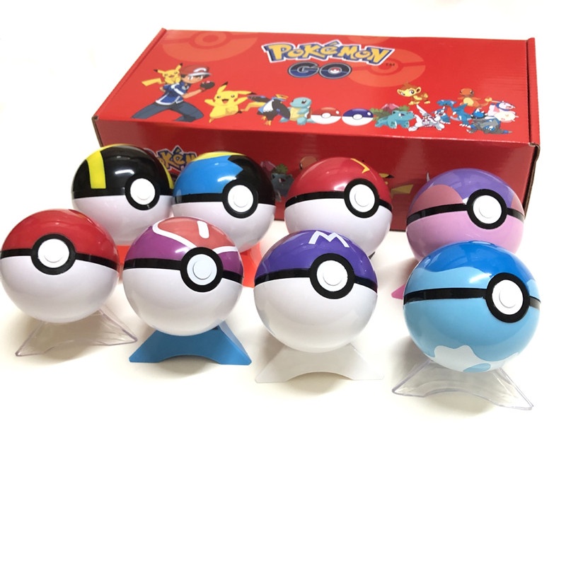 8 Pçs/Set Pokeball Pokemon Brinquedos PVC Monstro Bola Elf Action Figure  Com Caixa Original De Aniversário Das Crianças