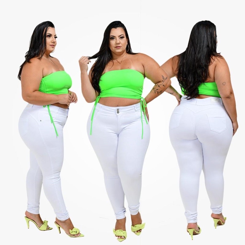 calça plus size wide leg branca