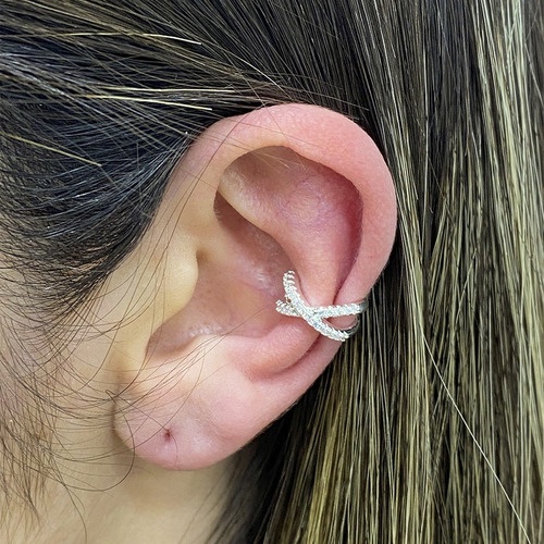 Piercing Fake Orelha Cartilagem Borboleta zircônia Prata 925