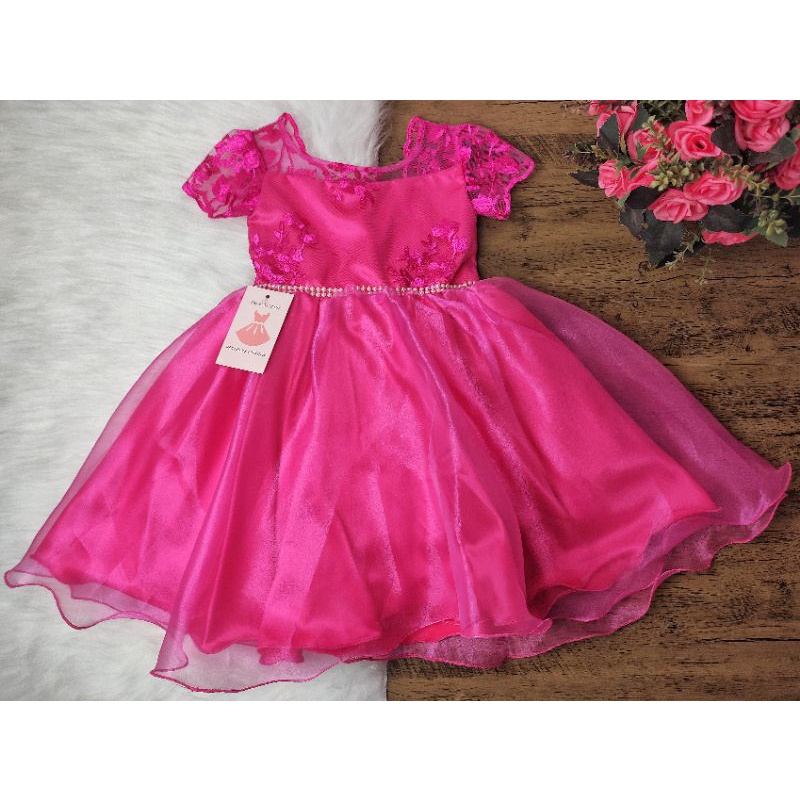 Vestido Infantil Festa Princesa Rosa Pink Vestido para Crianças Meninas  Vestido Elegante Luxo Princesas