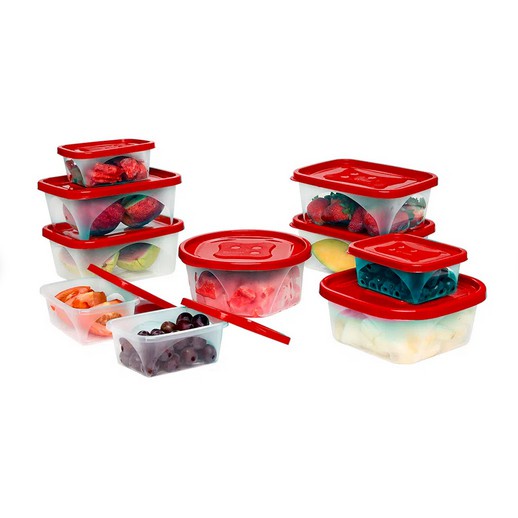 Kit Conjunto com 10 Peças Potes de Plástico com Tampa para Mantimentos Alimentos - 1593S - 100% Garantido