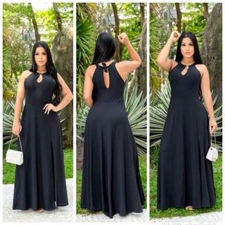 Vestido Gota Longo com Fenda Tendência Verão 2024 Lançamento.(cód:0016)