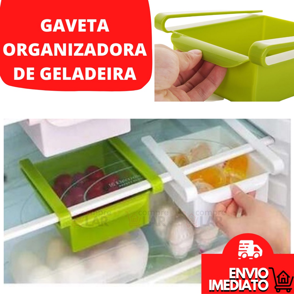 Cesto Organizador de Geladeira Gaveta Multiuso De Encaixe Para Alimentos Suporte Prateleira Pratico Gaveta Organizadora Clink