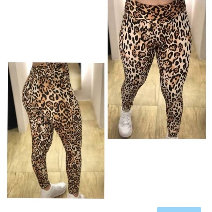 Calça Legging Esportiva em Poliamida com Estampa Animal Print Onça