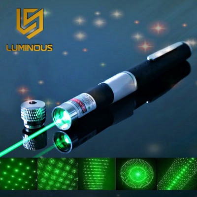 Caneta Laser Pointer Verde 5000MW Profissional 5 Pontas