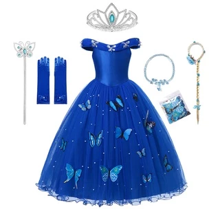 Cinderela Vestido Para Meninas Festa De Carnaval De Natal Cosplay Traje Crianças De Baile Princesa De Malha Roupa Das