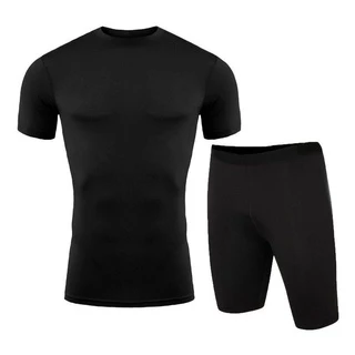 Conjunto camisa e bermuda térmica masculina segunda pele proteção UV