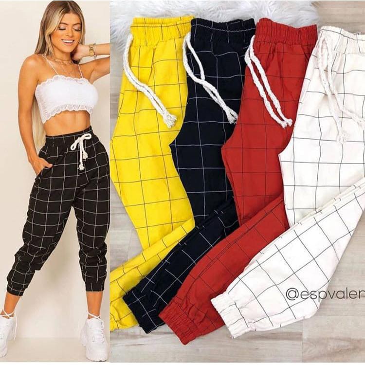 Calça deals jogger quadriculada