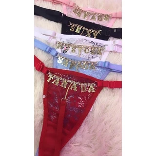 Kit 10 Calcinhas Fio Dental Com Frases Picantes Atrás Super Sexy Sensual Luxo Pingente Erótico Com Regulagem