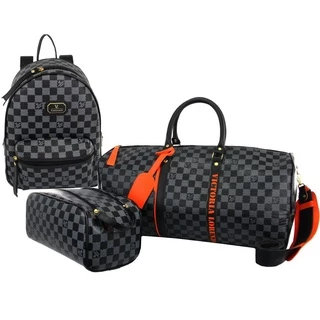 Kit 3 Luxo Mala + Mochila + Necessaire Casual Viagens Passeios