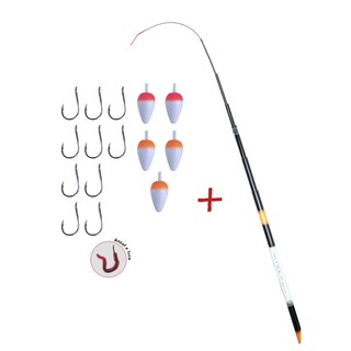Vara Telescópica 3,60M Fibra de Vidro PROMOÇÃO! Mais 5 Boias Mais 10 Anzóis 5 Iscas minhoca Kit Pescaria Tilápia Lambari Piau entre outros Pesca