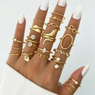 Conjunto de 20 peças de Anel de Ouro para Senhoras Conjunto de Anel de Ouro para Orelha de Orelha de Trigo de Orelha de Borboleta