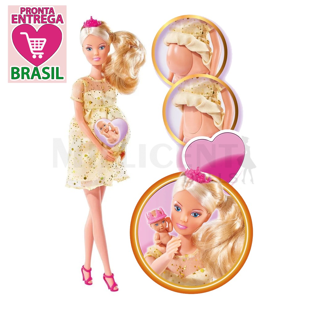 3 bonecas grávidas com bebês  Comparação entre a Steffi Love Princesa e a  mamãe grávida 