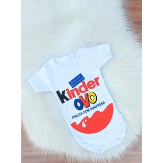 Body Temático Bebe Kinder Ovo Frases Mesversario Pronta Entrega