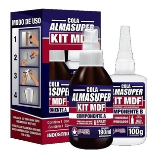 Kit Mdf Almasuper Cola Instantânea + Catalisador Acelerador