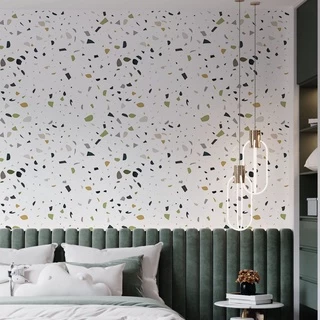 Papel De Parede Adesivo Granilite Colorido e Esverdeado - Para Quarto, Sala, Cozinha, Escritório e Lazer