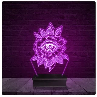 Luminária e Abajur Acrílico Led - Flor Rosa olho