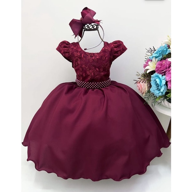 Vestido infantil hot sale festa marsala