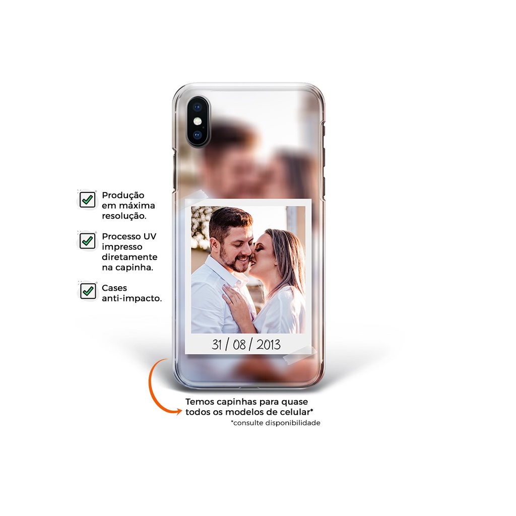 Capinha Case de celular com sua foto estilo polaroid