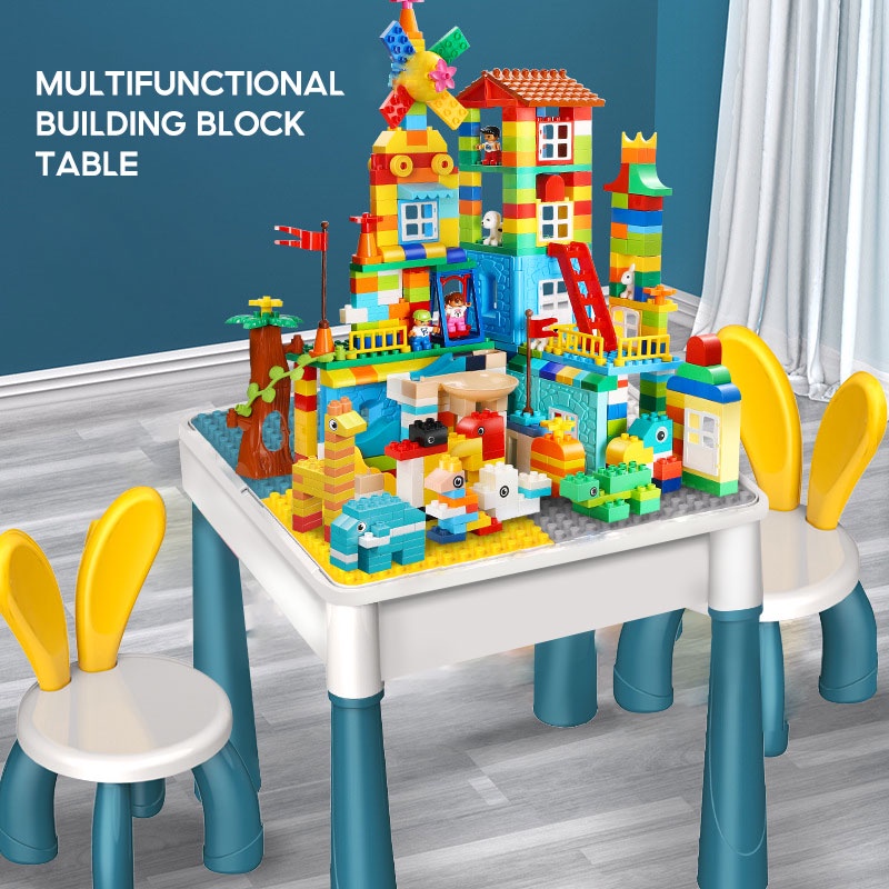 Blocos de construção multifuncionais mesa de brinquedos educativos para crianças