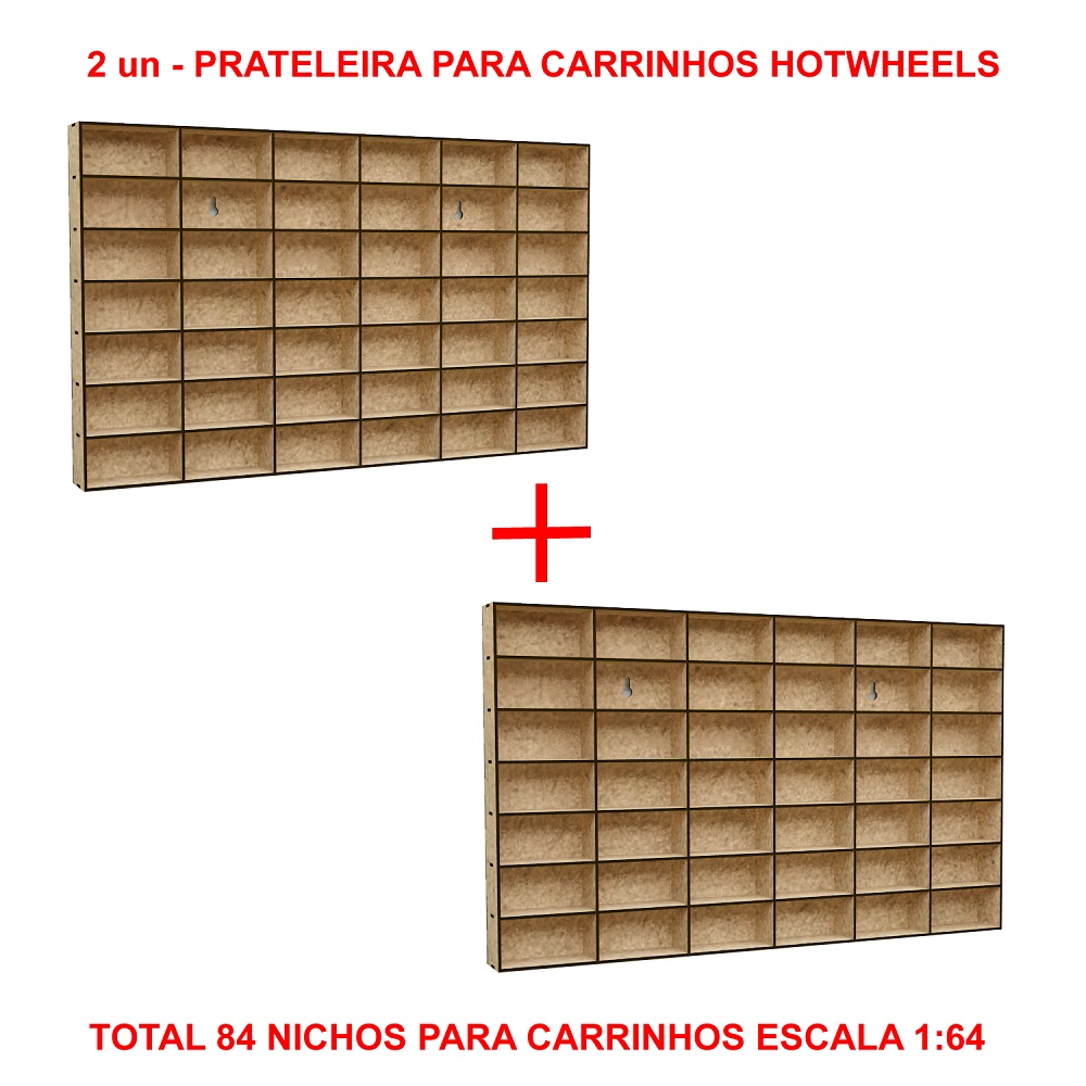 2x - Prateleira Para Carrinhos Hot Wheels - 42 Carrinhos