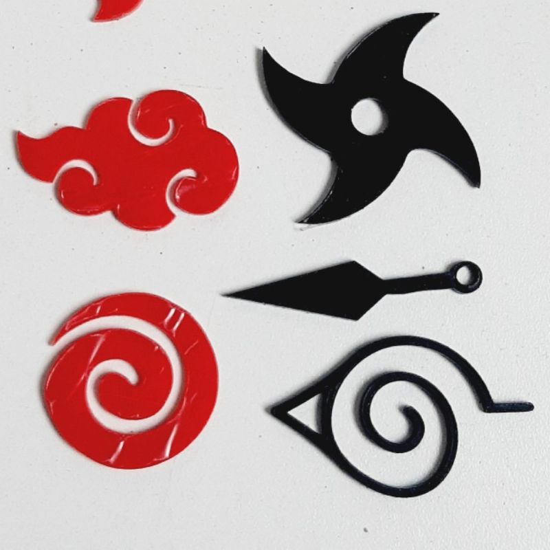 Aplique em Acrílico Símbolo Naruto Colorido (3 Peças)