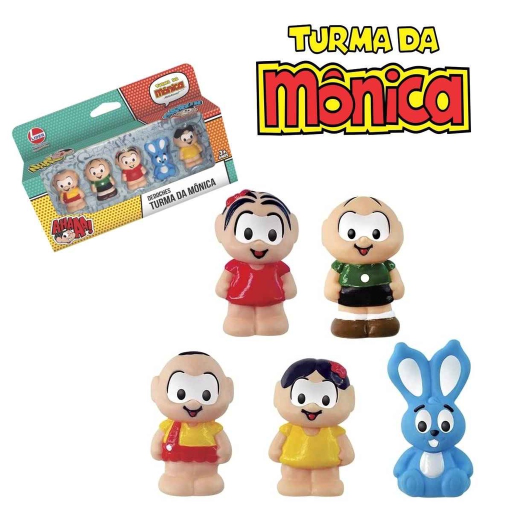 Miniaturas Turma Da Mônica Dedoches Lider Brinquedos 5 Personagens Original Cebolinha Monica 4147