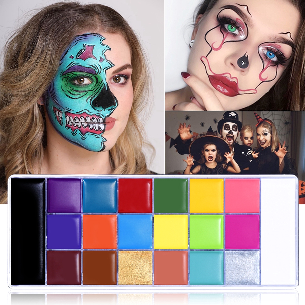 UCANBE 20 Colors Athena Neon Face Body Painting Oil Safe Kids Flash Tattoo Art Halloween Party Makeup Dress Palette