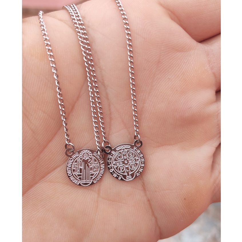 Escapulário de São Bento em Inox, colar para pescoço, Corrente de São Bento, masculino e feminino, Artigo Religioso