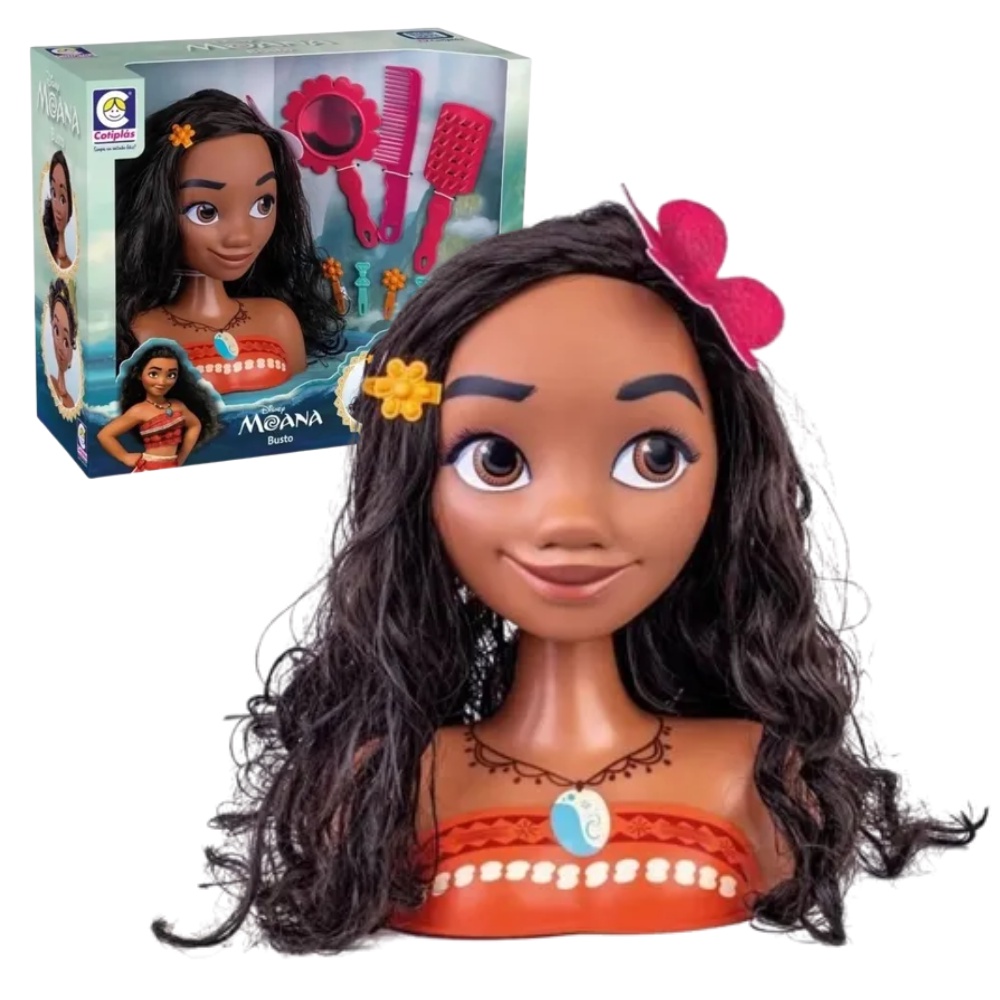 Boneca para Pentear - Princesas Disney - Busto Moana - Cotiplás