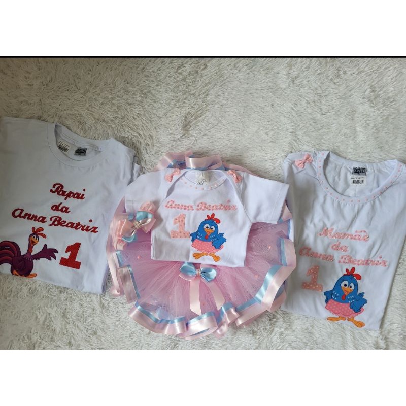 Roupa mae e hot sale filha galinha pintadinha