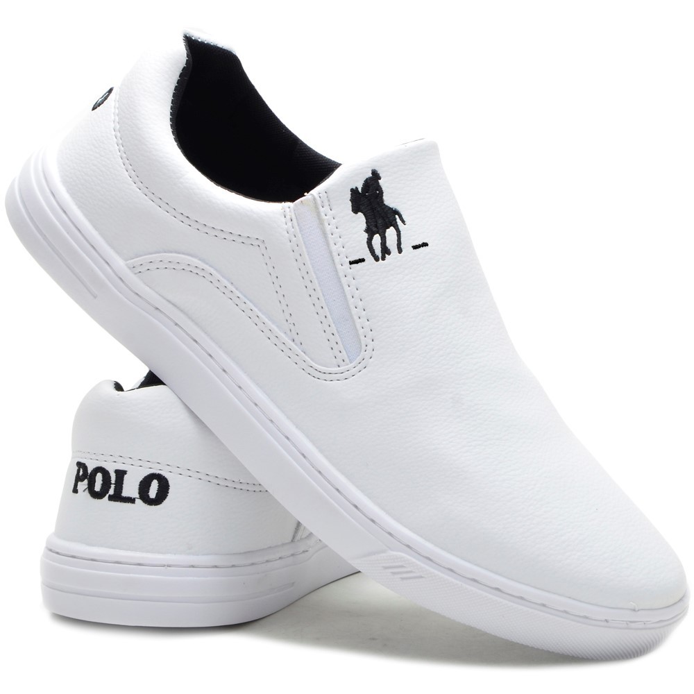 Sapatênis Masculino Casual Tenis Branco Slip On Iate Polo Pronta Entrega