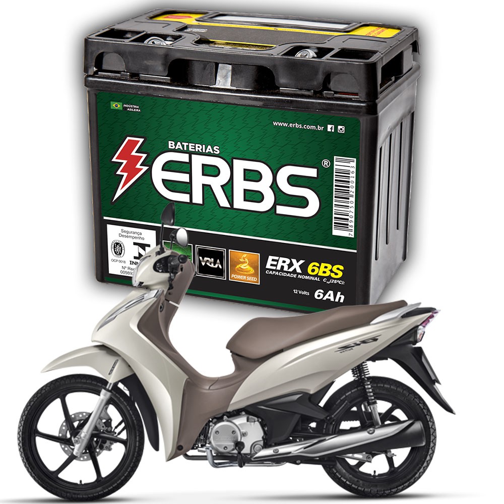 Bateria De Moto Erbs Original Top Nxr 150 Bros Mix 06 À 12 (6 amperes ...