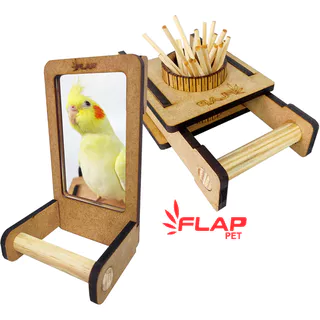 brinquedo espelho calopsita espelho e pega palito, kit brinquedos para calopsita, agapornis, periquito, ring neck