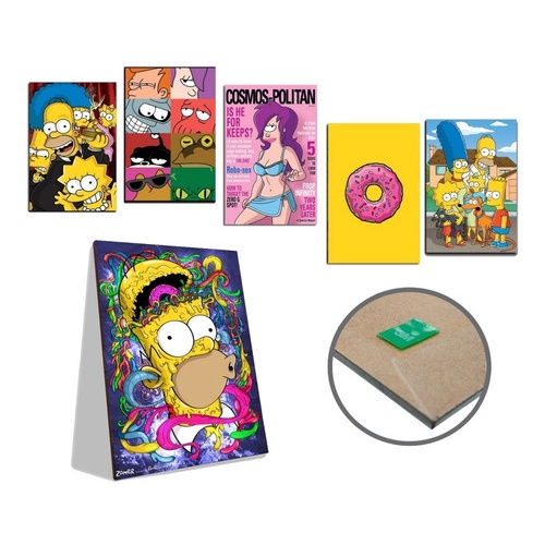 Kit 4 Quadros Placas Decorativas Simpsons - Futurama 30x20